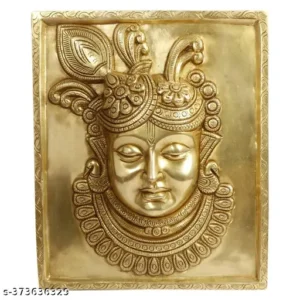 Marble Dust Resin Shrinathji Murti Wall Hanging in Gold Color