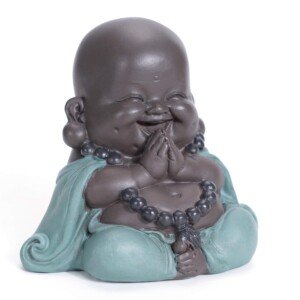 Buddha Statue, Laughing Ceramic Buda Statue Little Monk Figurine